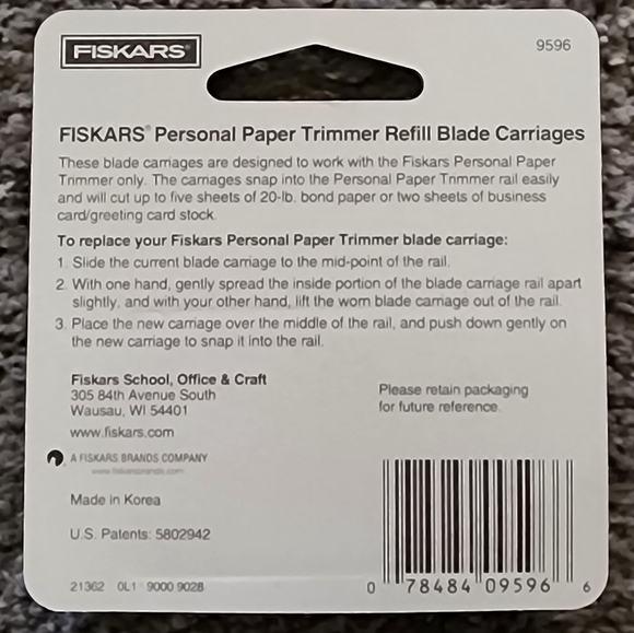 Fiskars Personal Paper Trimmer Refill Blades 2 Pack, New In Package! - Picture 2 of 6